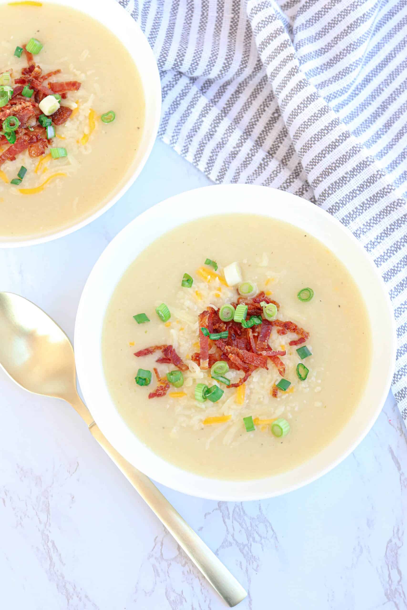 Creamy Loaded Cauliflower Potato Soup: Easy Meal Prep Recipe